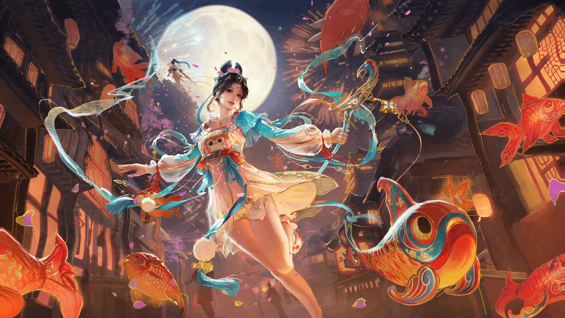 Kurumi with a Bow beneath the Moon - Naraka: Bladepoint