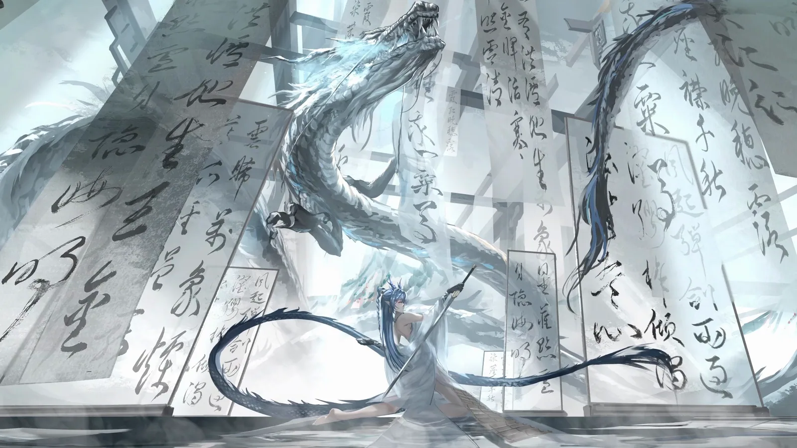 Ling on a Calligraphy Scroll - Arknights