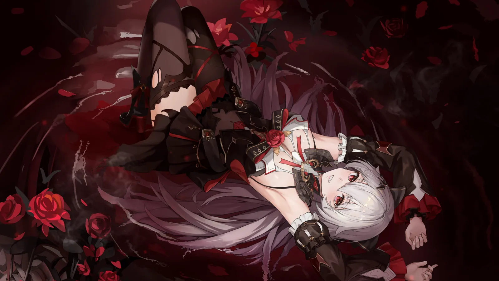 Luna Kindred Among Red Roses - Honkai Impact 3rd