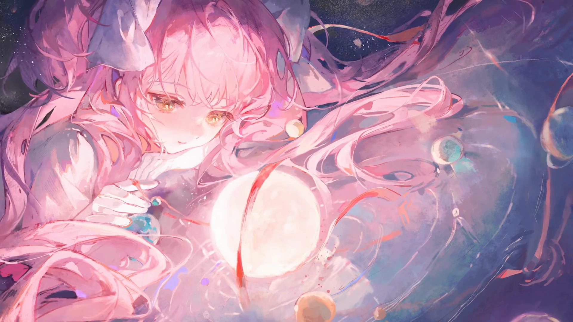 Madoka Kaname Reclining in Pink Light