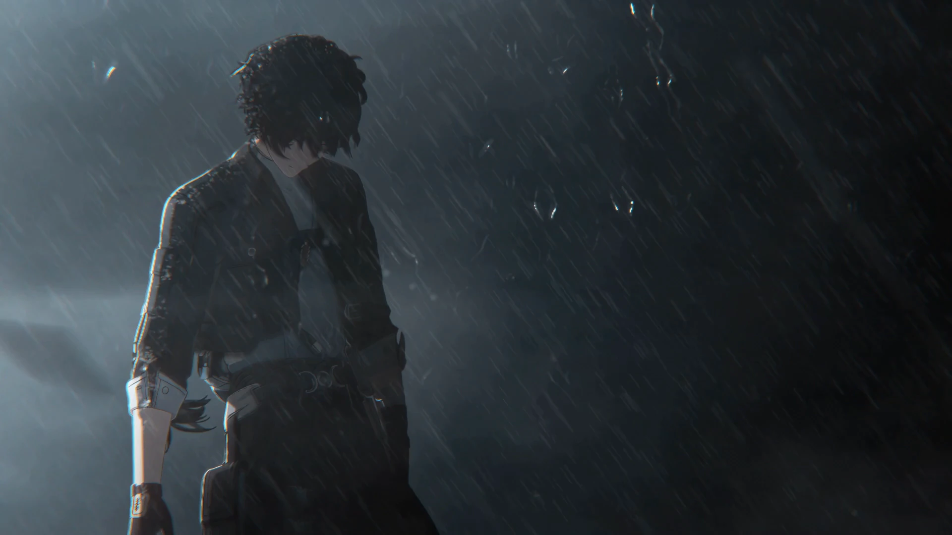 Male Rover Walking in the Rain - Wuthering Waves