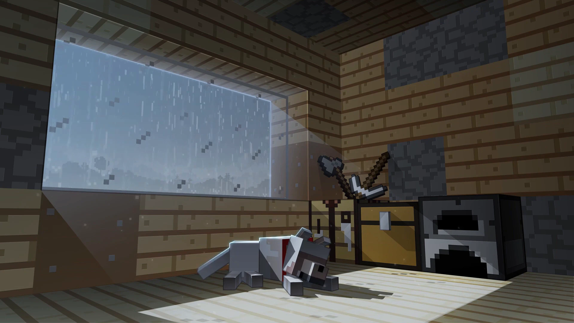 Minecraft البيت الخشبي الممطر