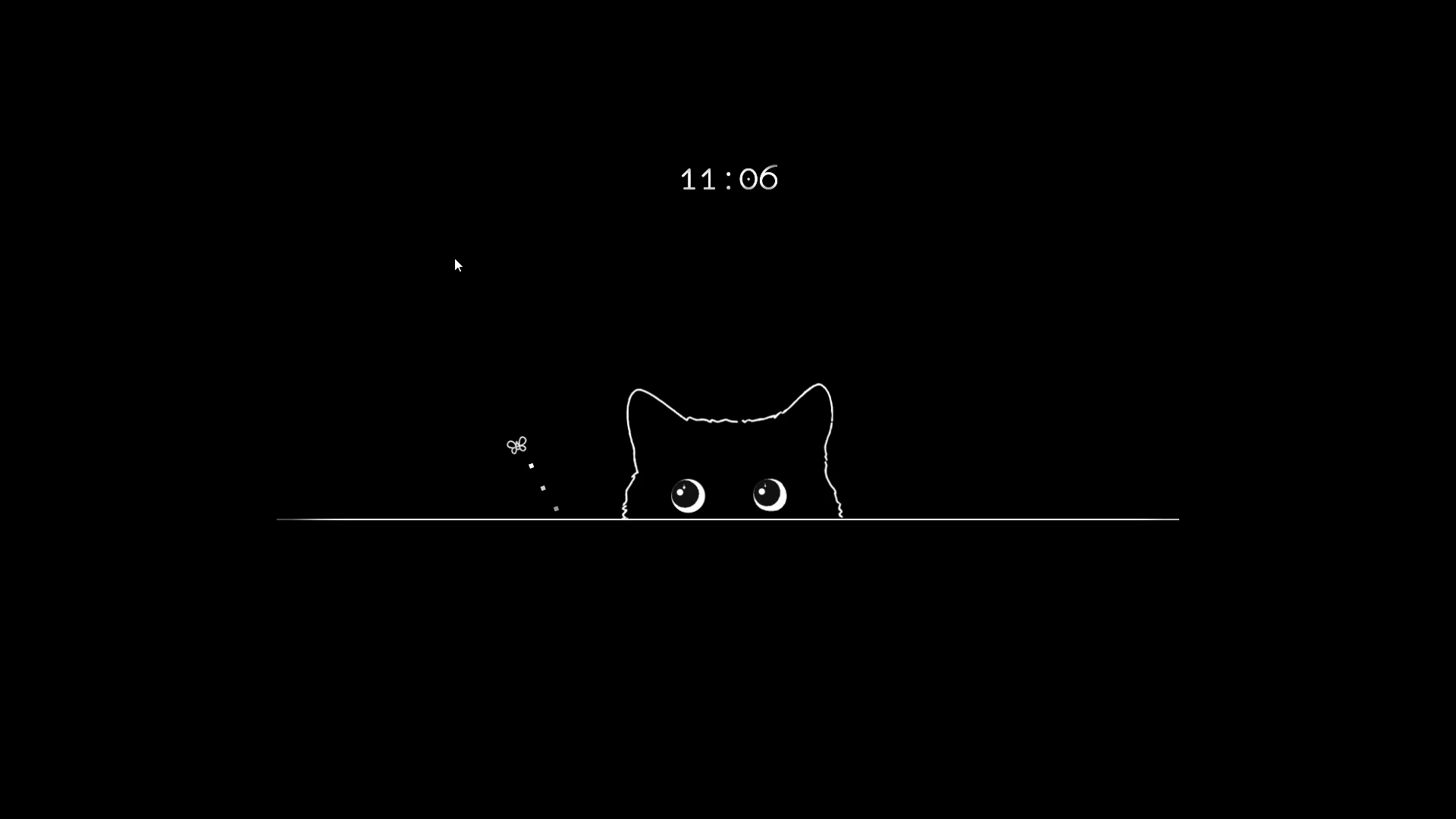 Minimal Black Cat Peeking over a Line