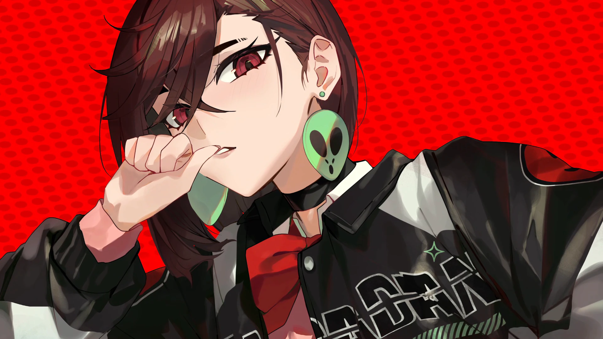 Momo Ayase Red Portrait - Dandadan