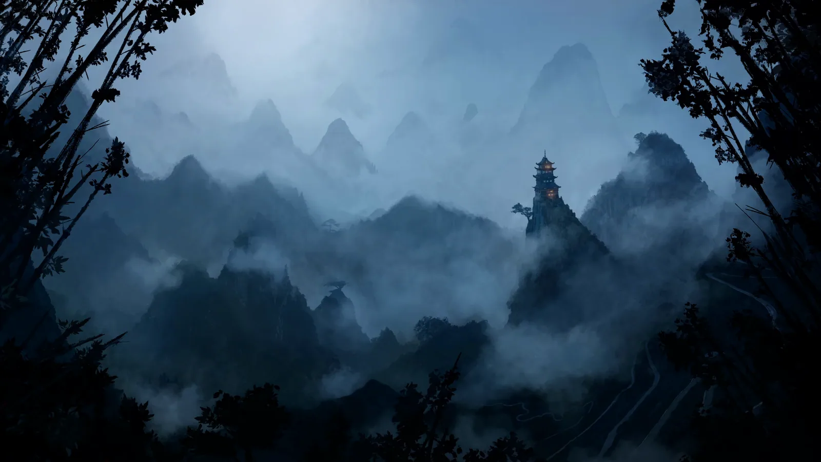 Mountaintop Temple with Parallax
