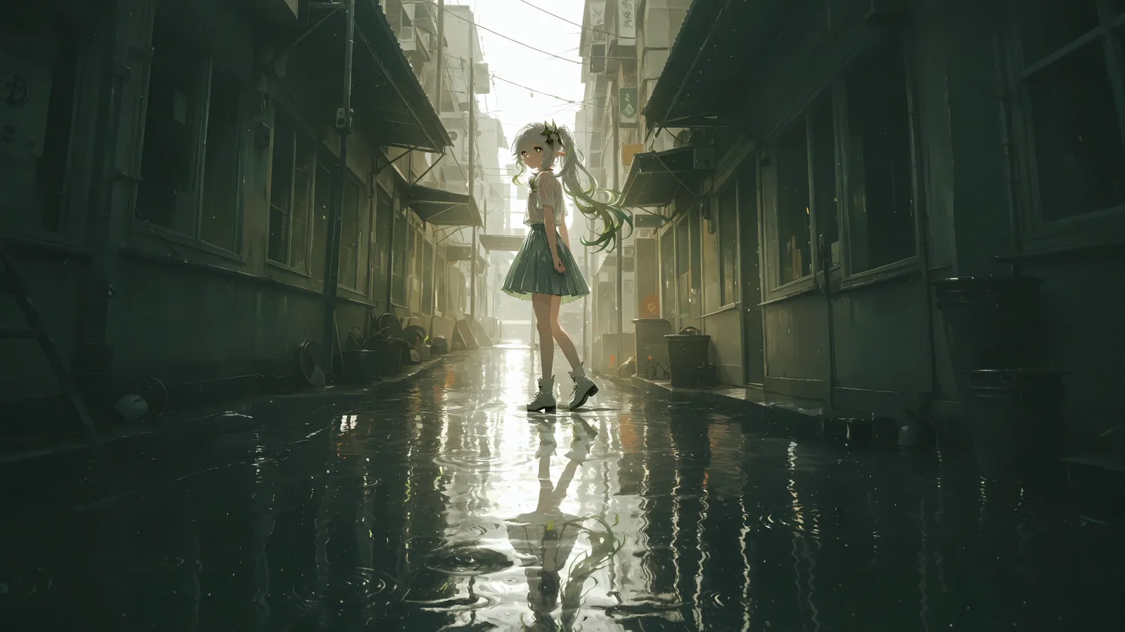 Nahida on a Rain-Washed Street - Genshin Impact
