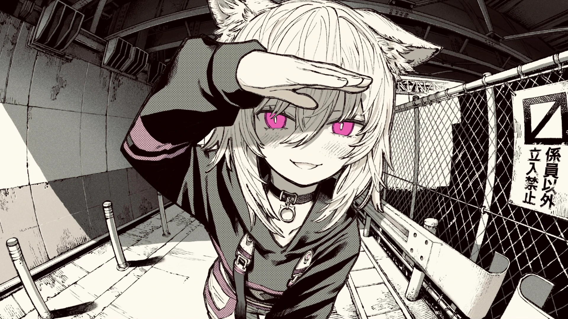 单色城市中的 Nekomata Okayu - Hololive
