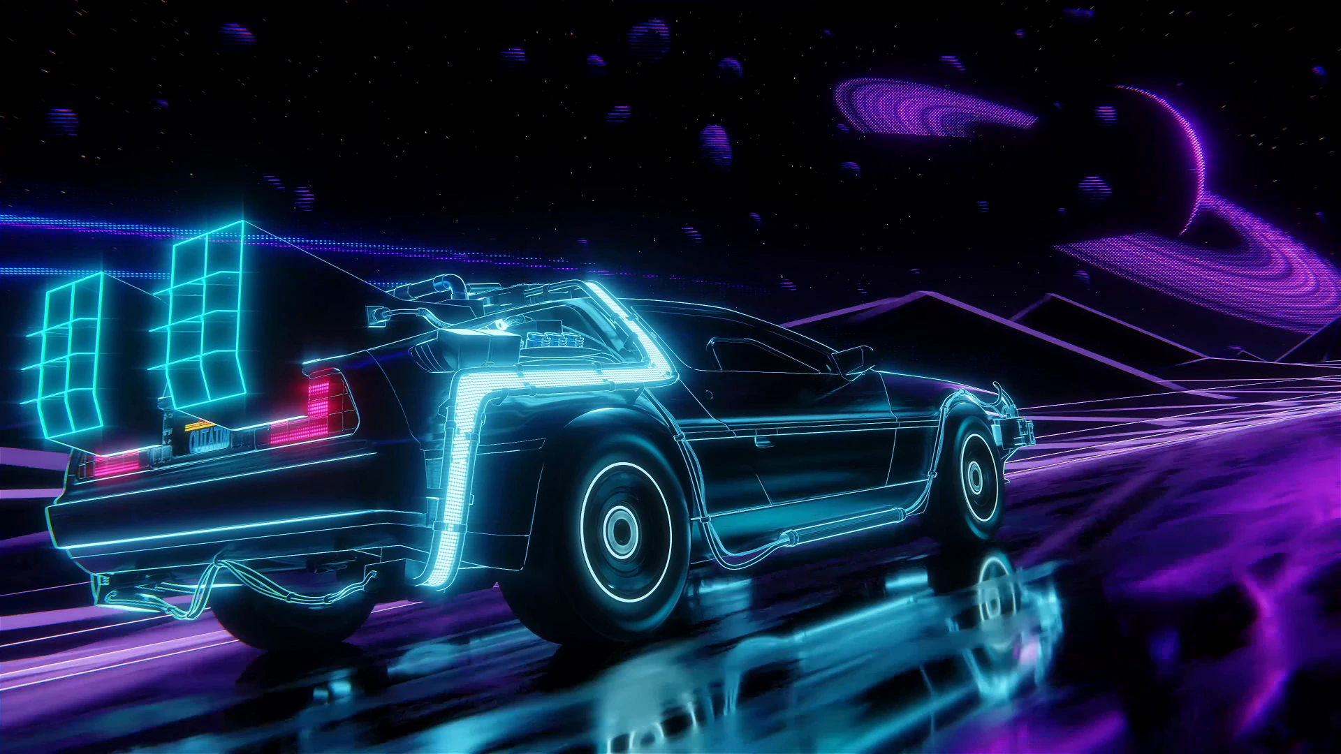 Neon DeLorean Hyperspeed