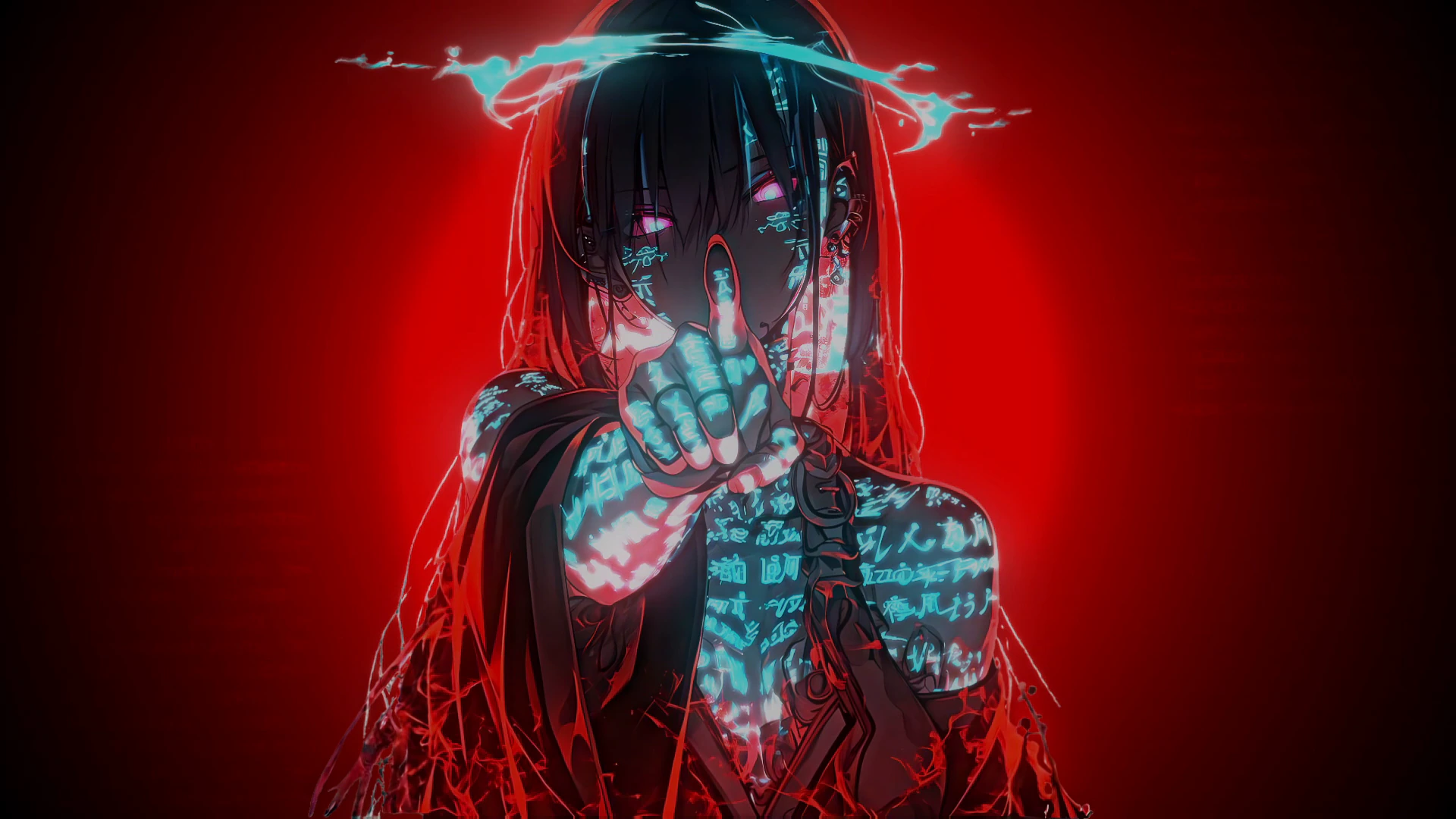 Neon Girl in Red and Cyan