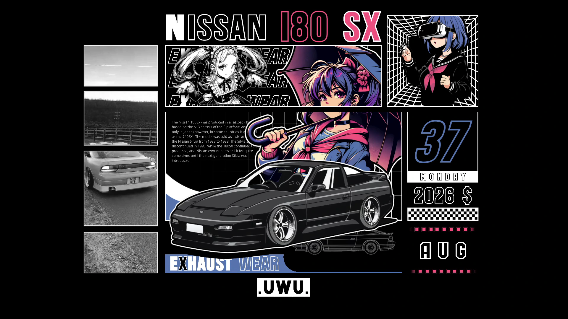 Nissan 180SX Anime Streetwear Collage