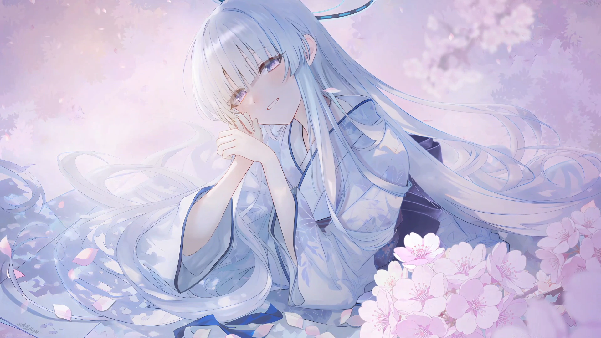 Noa Among Hydrangeas - Blue Archive