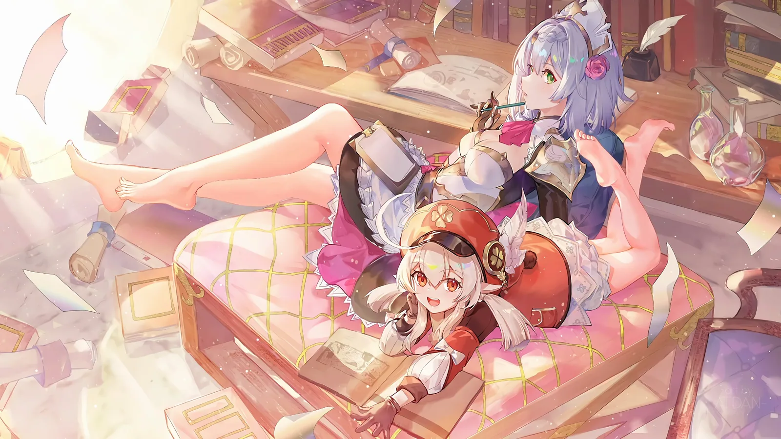 Noelle and Klee in a Playful Room - Genshin Impact