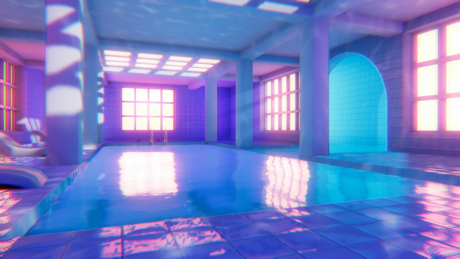 Pink and Blue Backrooms Poolroom