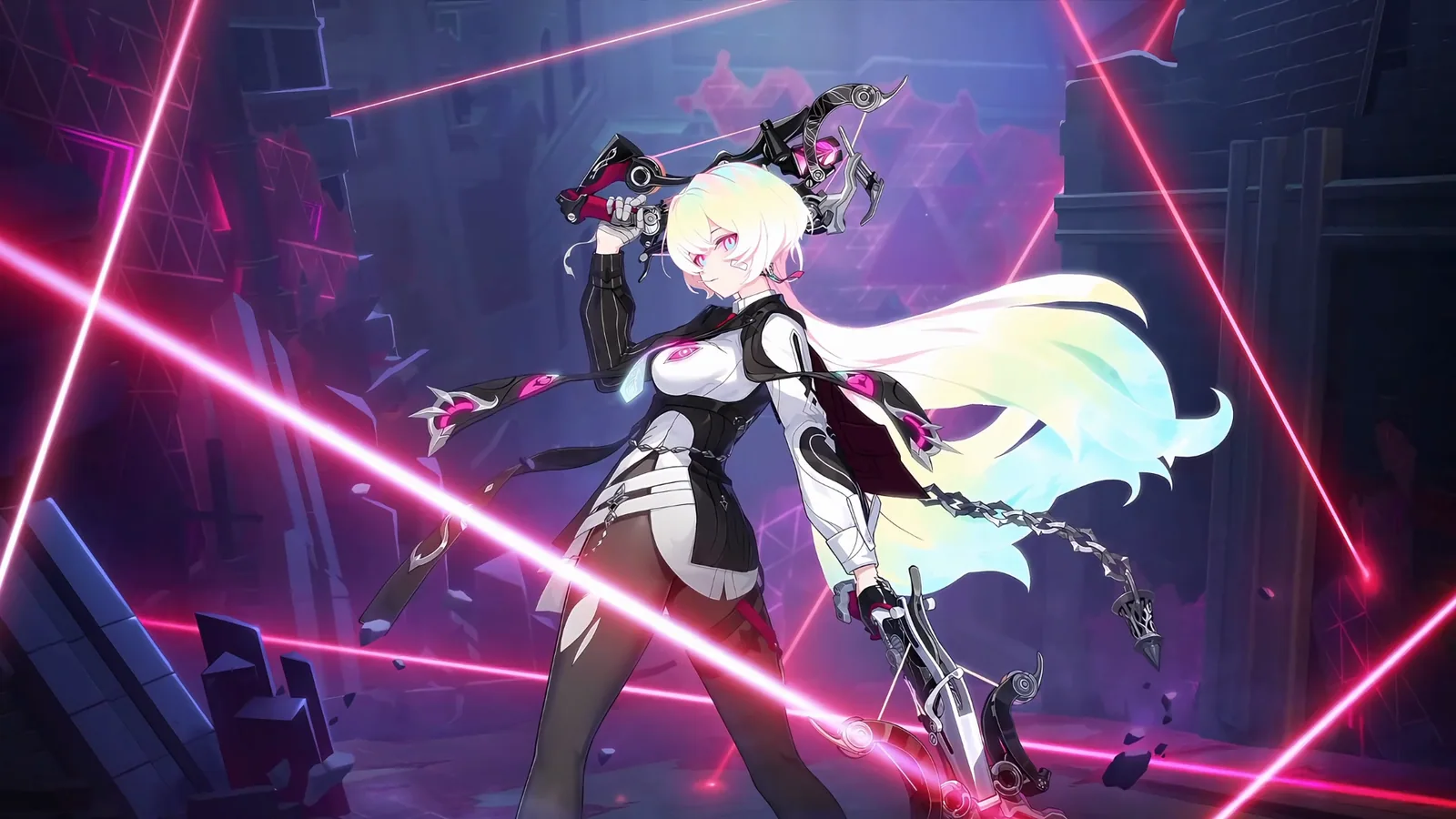 Pink-Haired Fighter Under Neon Lights - Honkai Impact 3rd