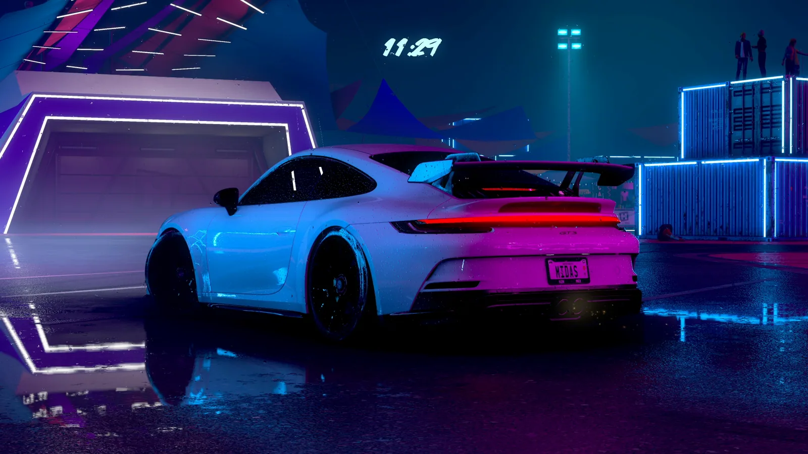 Porsche 992 GT3 at a Neon Garage