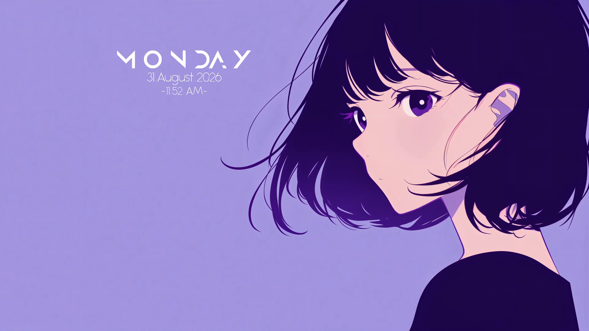 Reloj minimalista con chica anime violeta