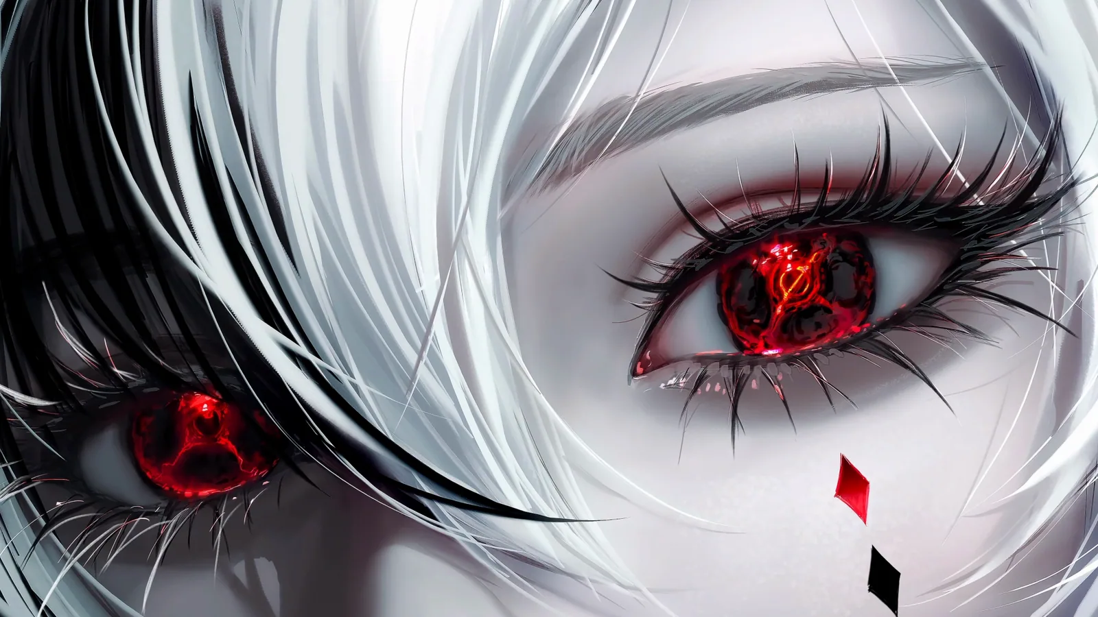 Red-Eyed White-Haired Anime Girl