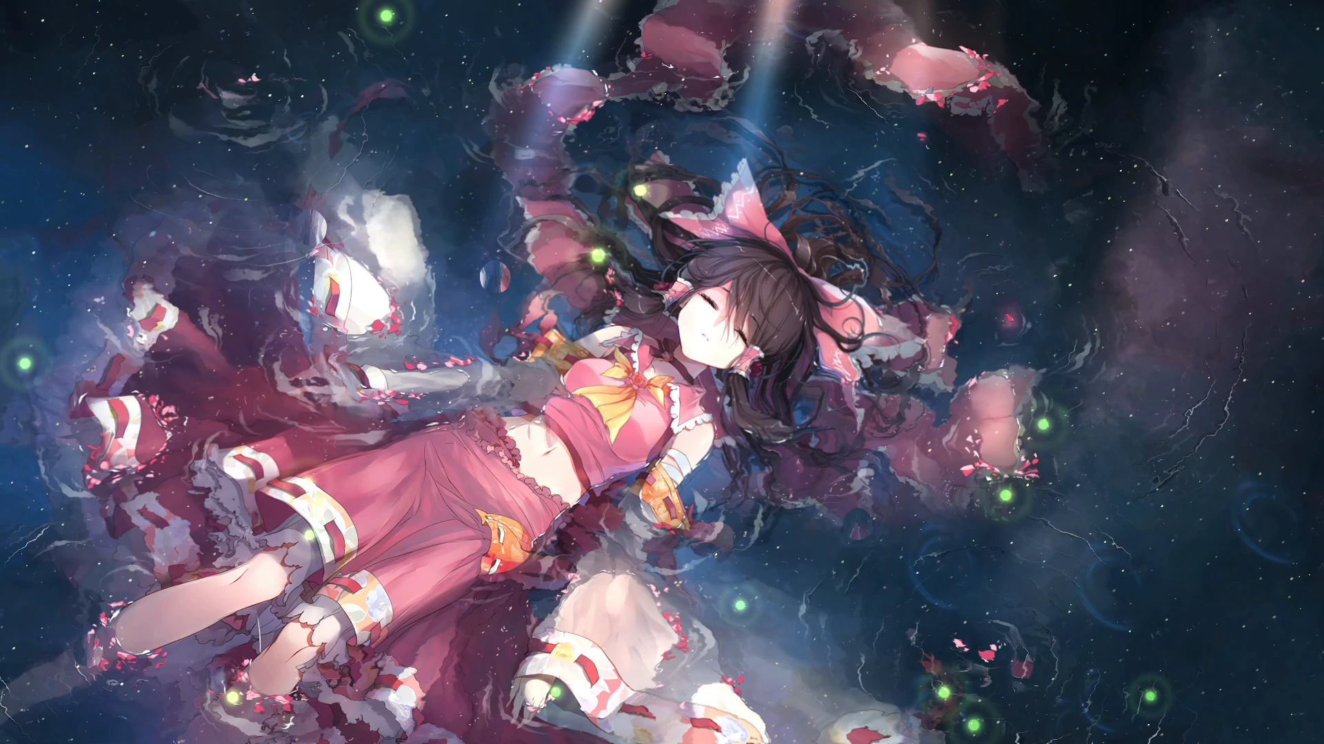 Reimu Hakurei Floating on Dark Water - Touhou
