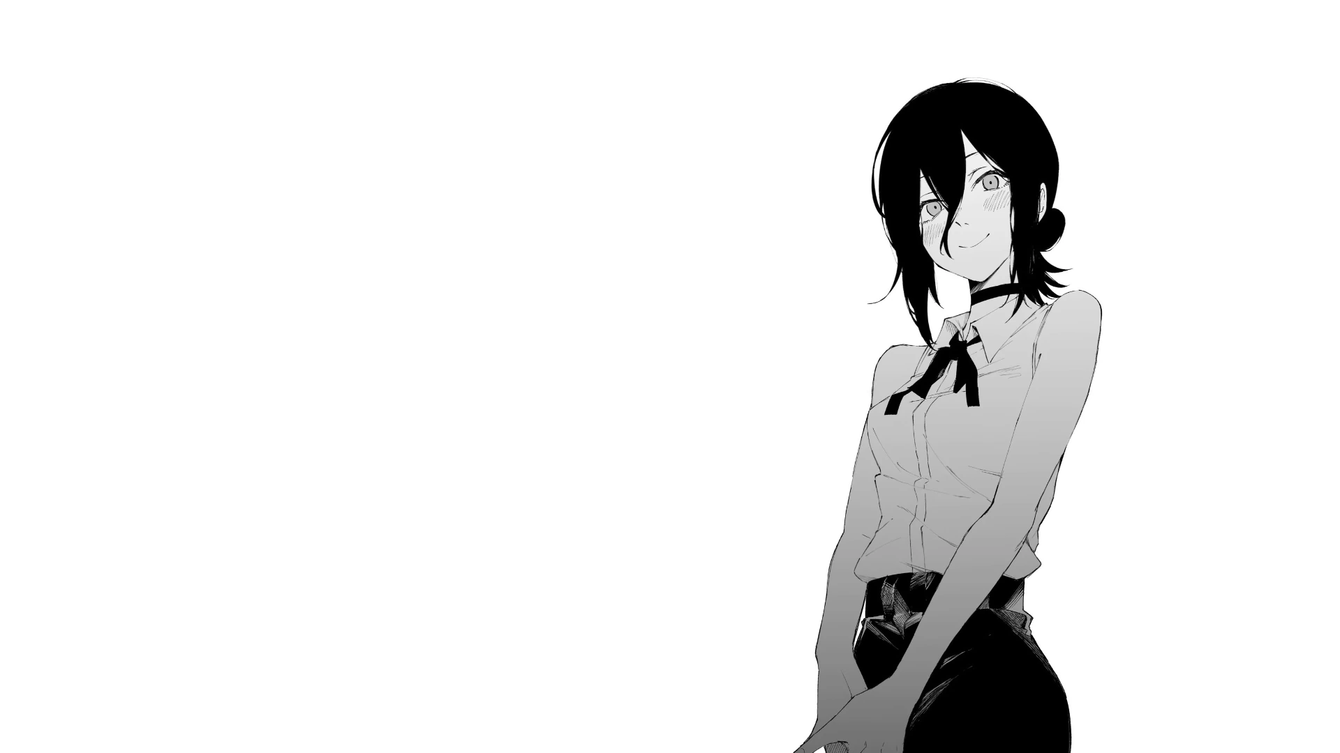 Reze Monochrome Portrait - Chainsaw Man