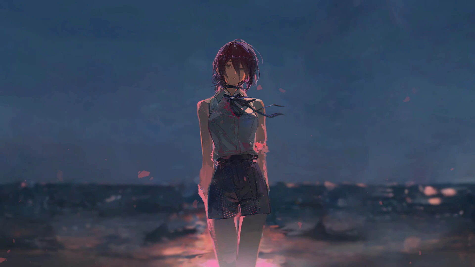 Reze by the Sea at Night - Chainsaw Man