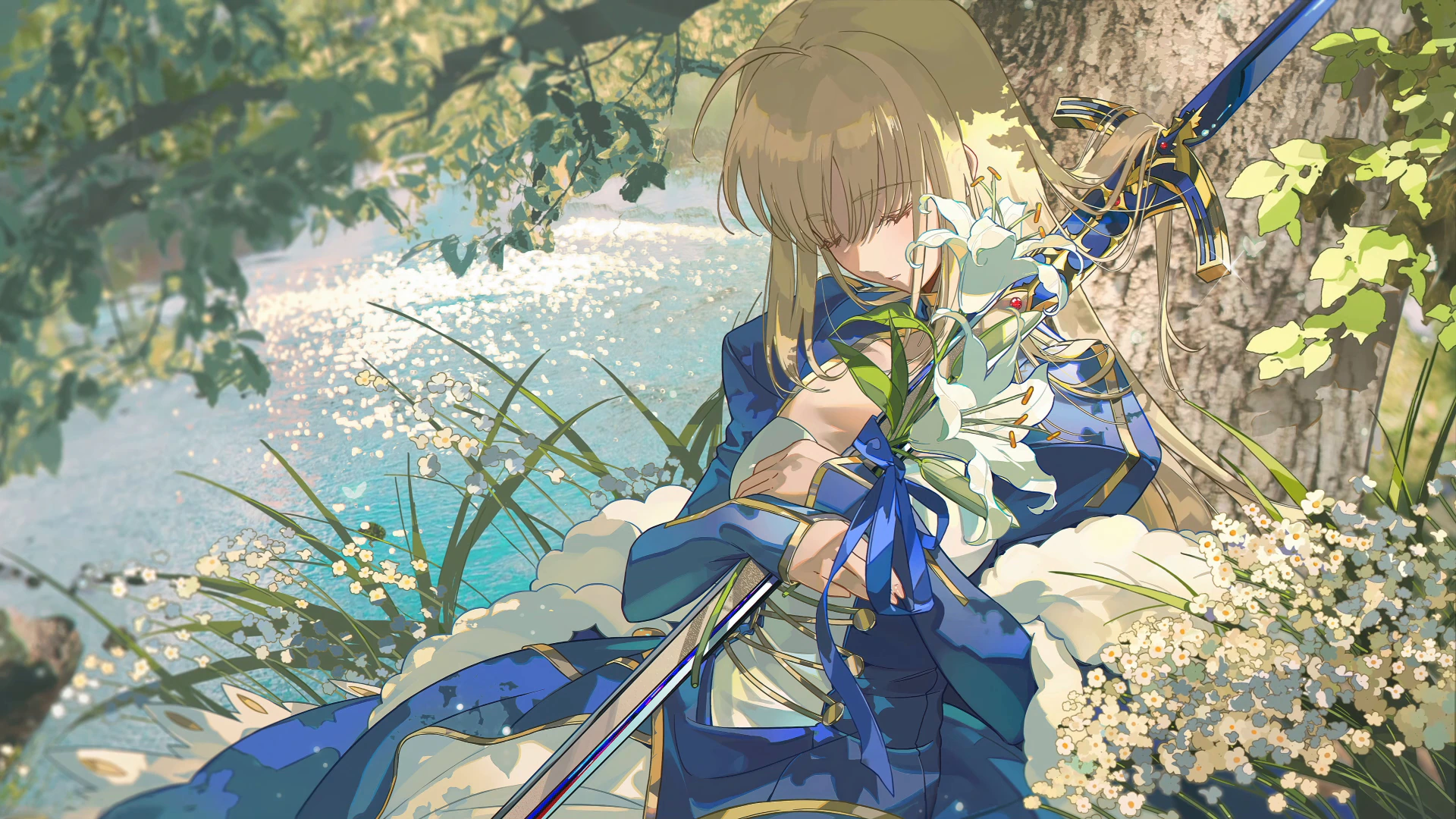 Saber Sleeping among Sunlit Flowers - Fate