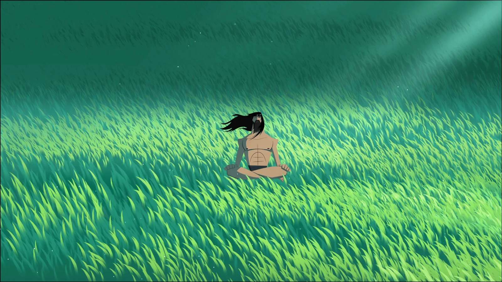 Samurai Jack Meditating in a Grass Field wallpaper preview