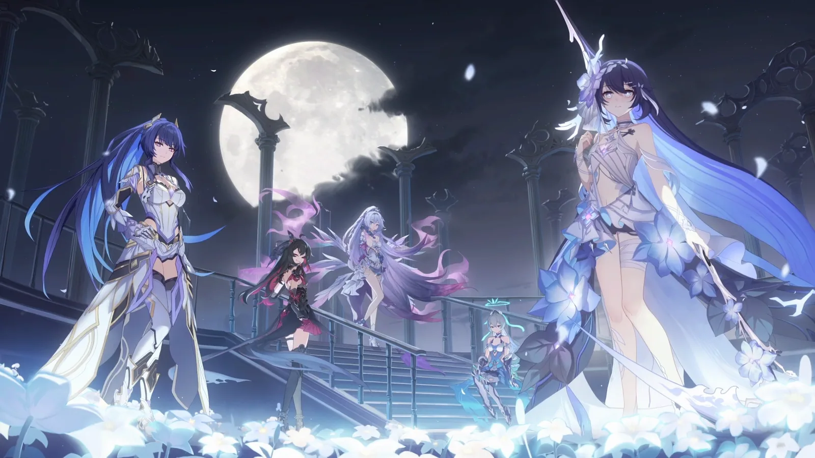 Seele and Companions Beneath Twin Moons - Honkai Impact 3rd