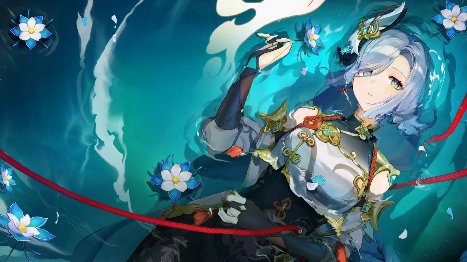 Shenhe Among Turquoise Ribbons - Genshin Impact