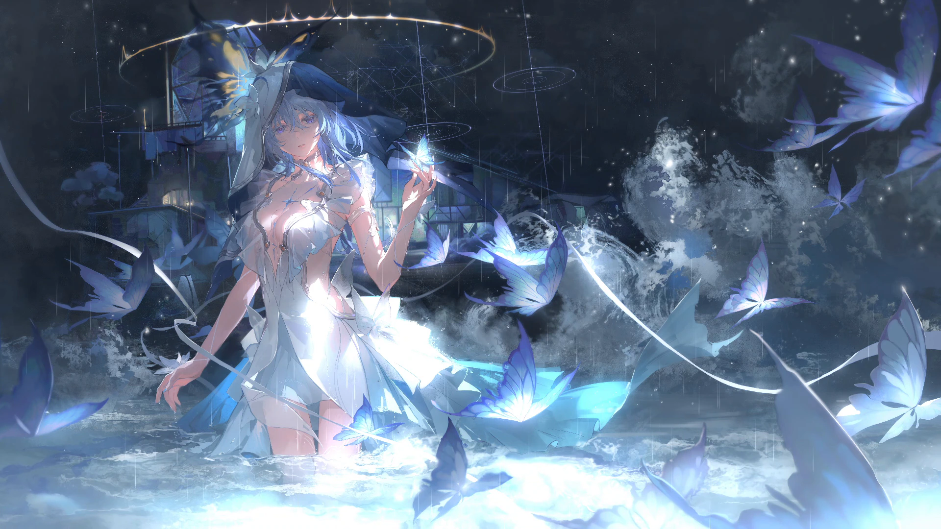 Shorekeeper Amid Butterflies in a Flooded City - Wuthering Waves