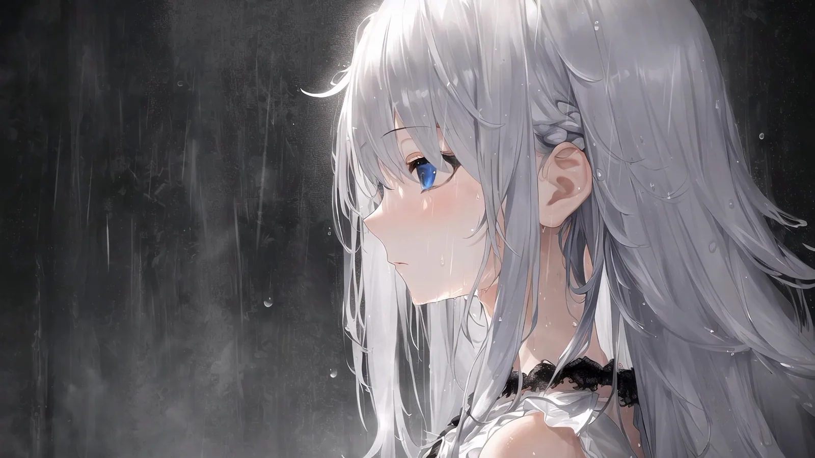 Silver-Haired Girl in Soft Window Light