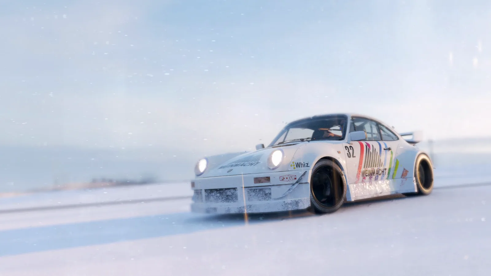 Snowstorm Porsche Race Car
