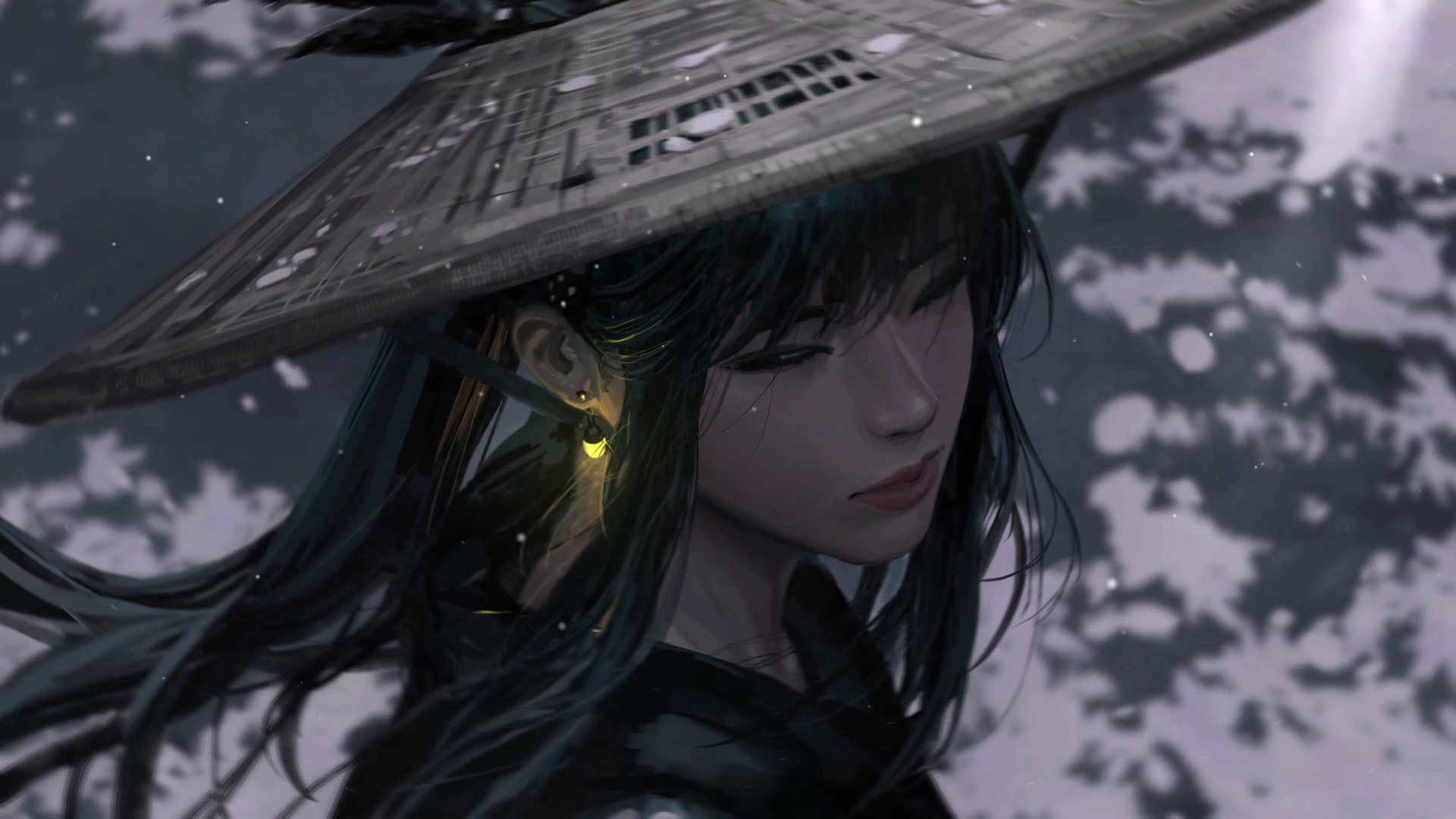 Snowy Wanderer in a Bamboo Hat