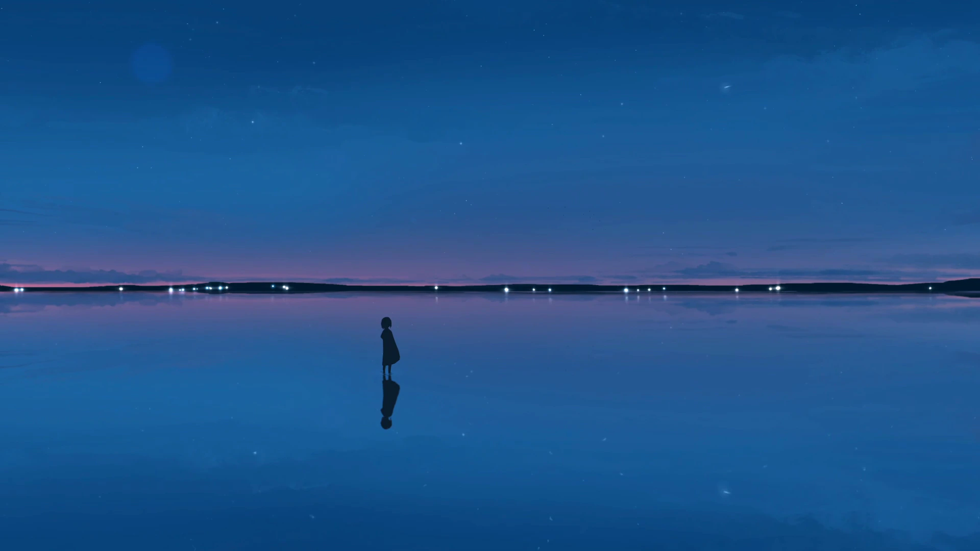 Solitary Reflection at Blue Twilight