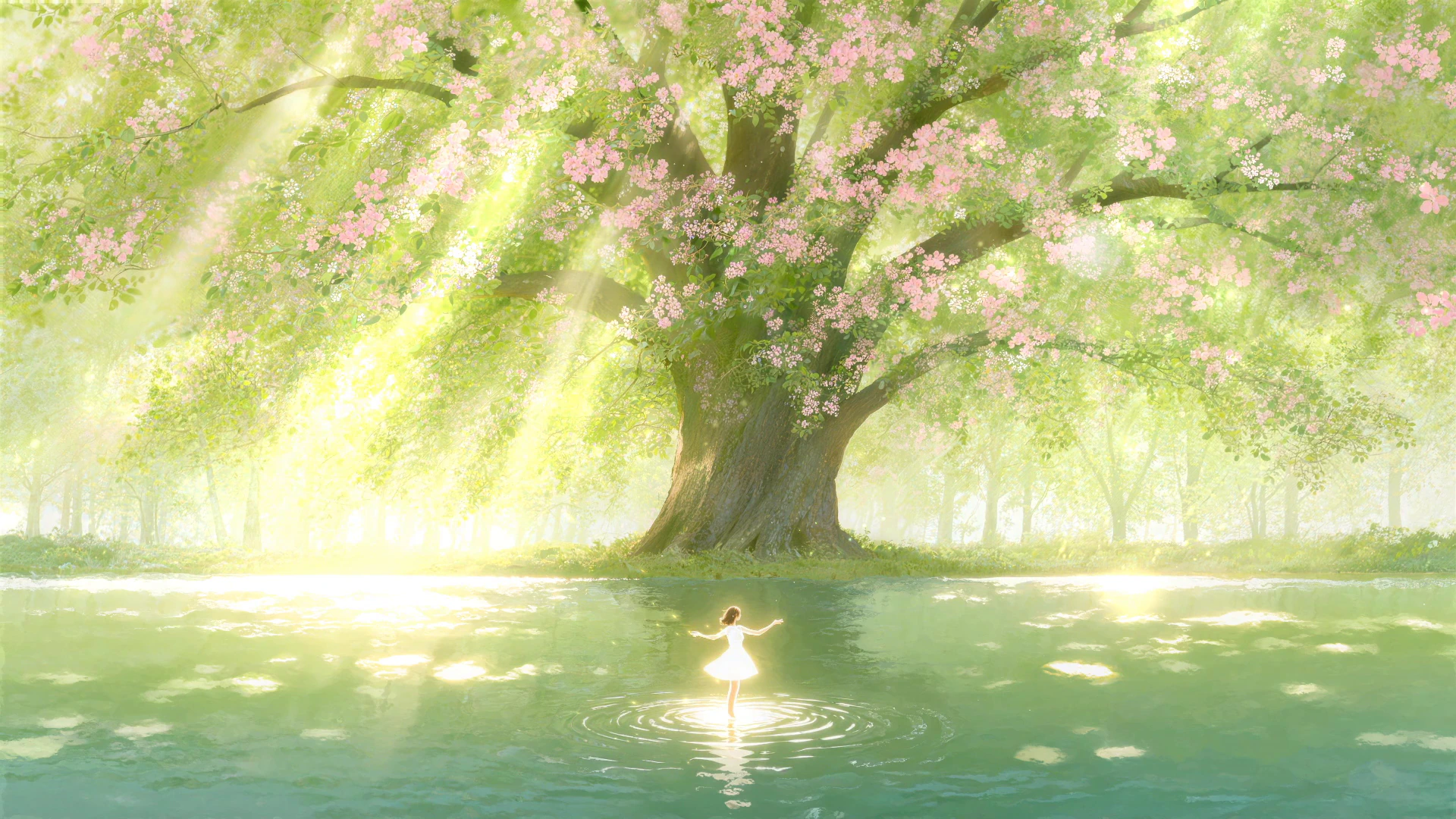 Spring Dance Beneath a Blossoming Tree
