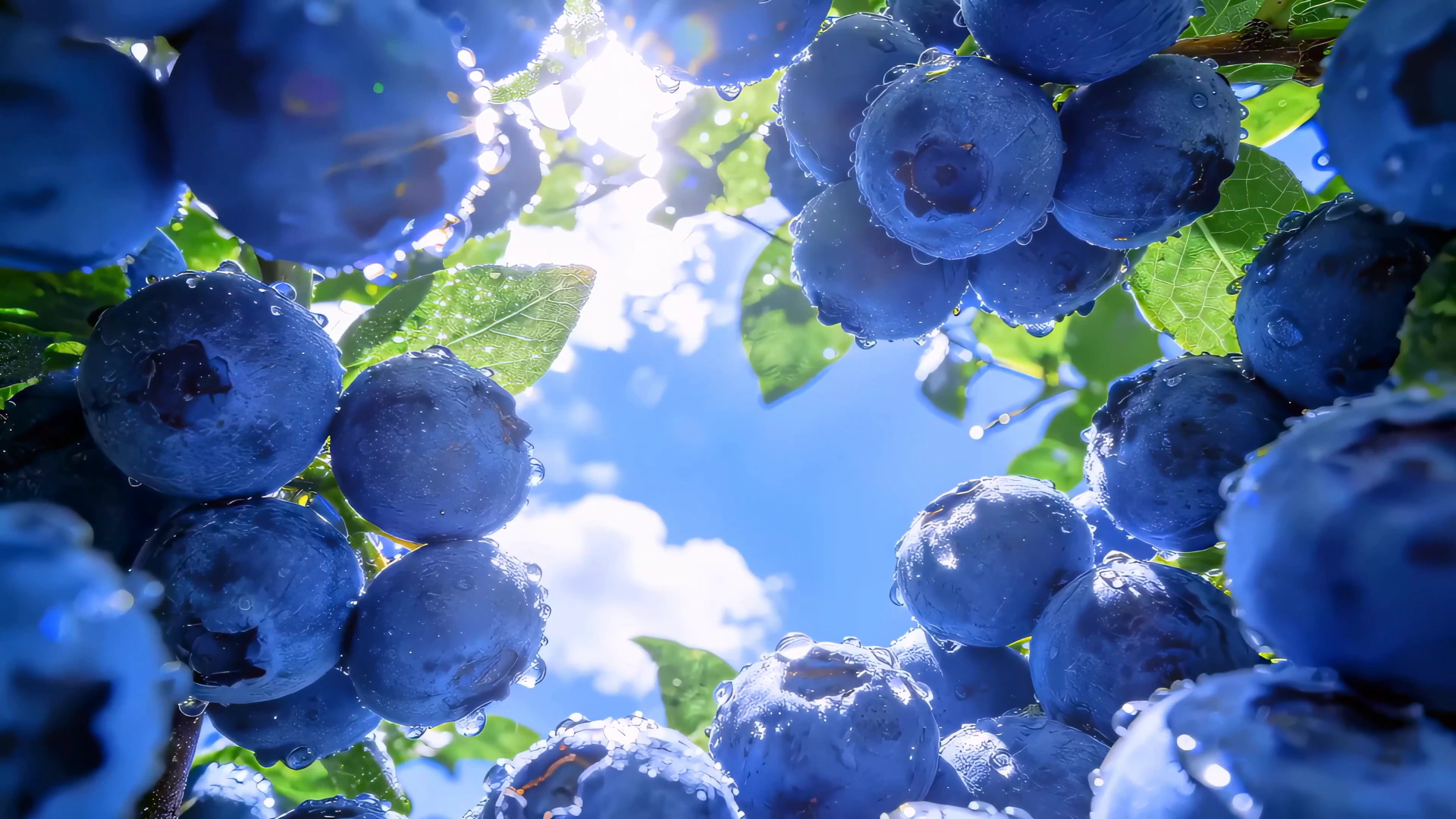 Summer Blueberries Under a Blue Sky