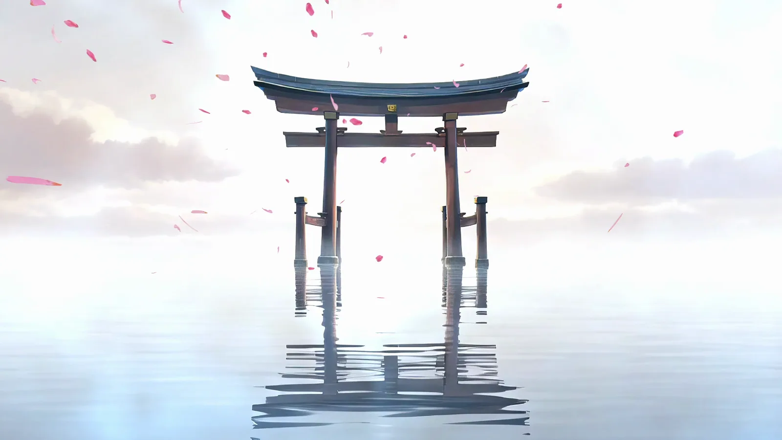 Torii Gate Over White Water