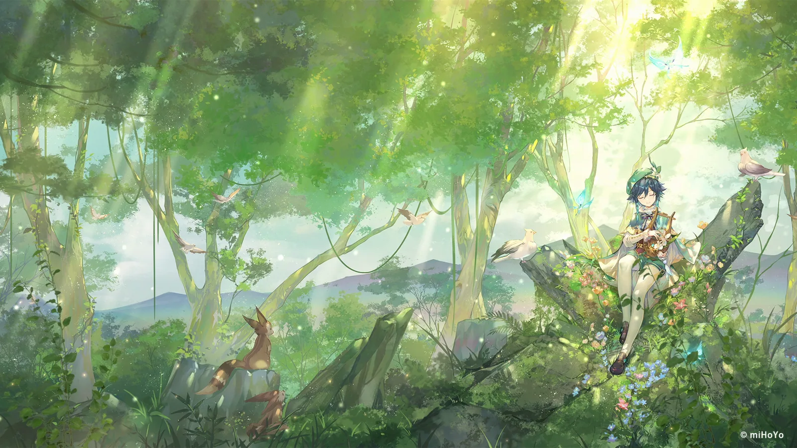 Venti in a Sunlit Forest - Genshin Impact