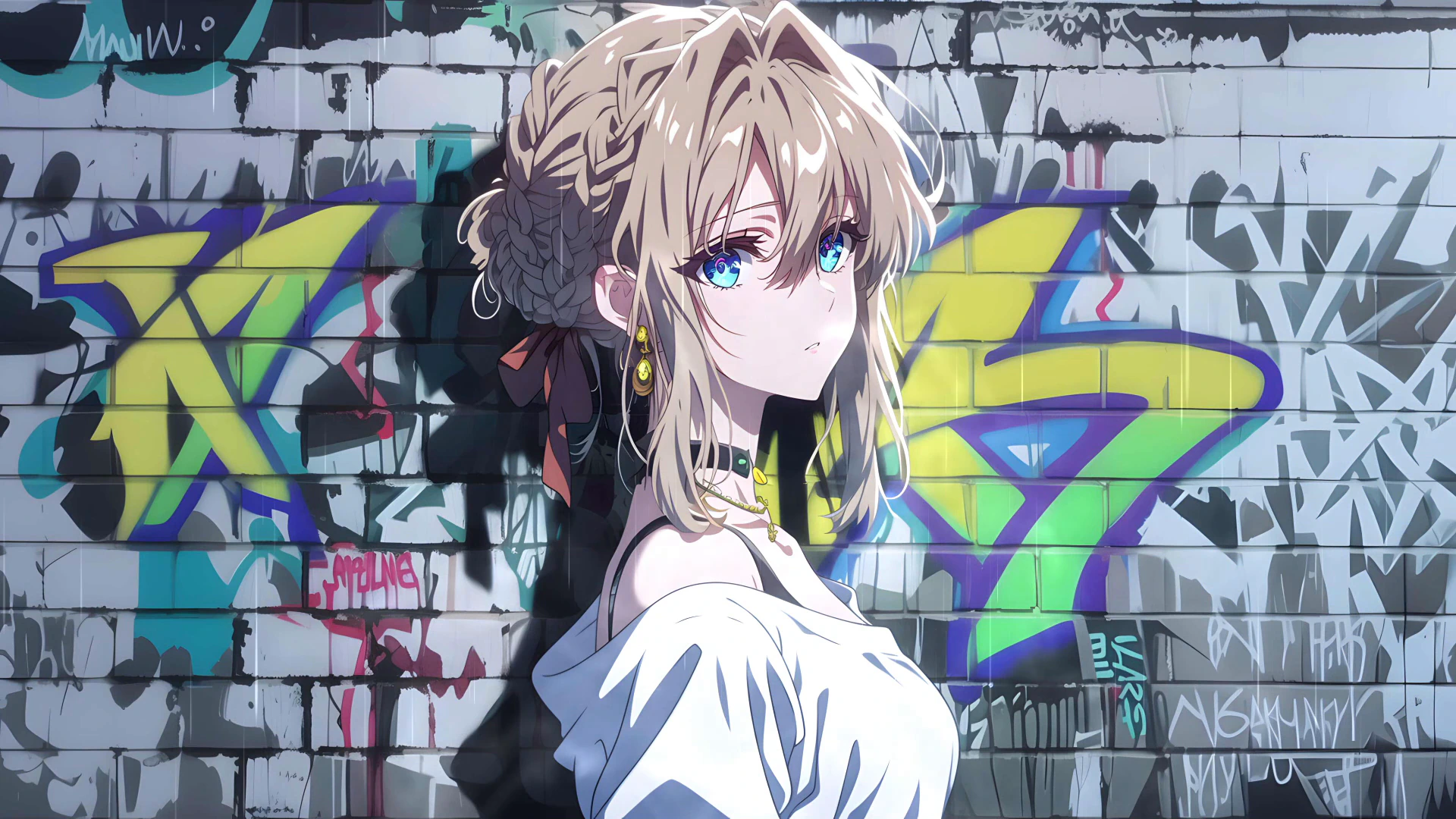 Violet Evergarden by a Graffiti Wall