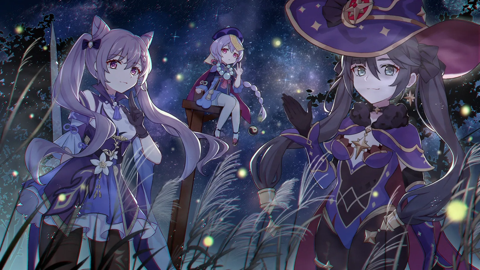 Violet-Haired Duo in Layered Light - Genshin Impact