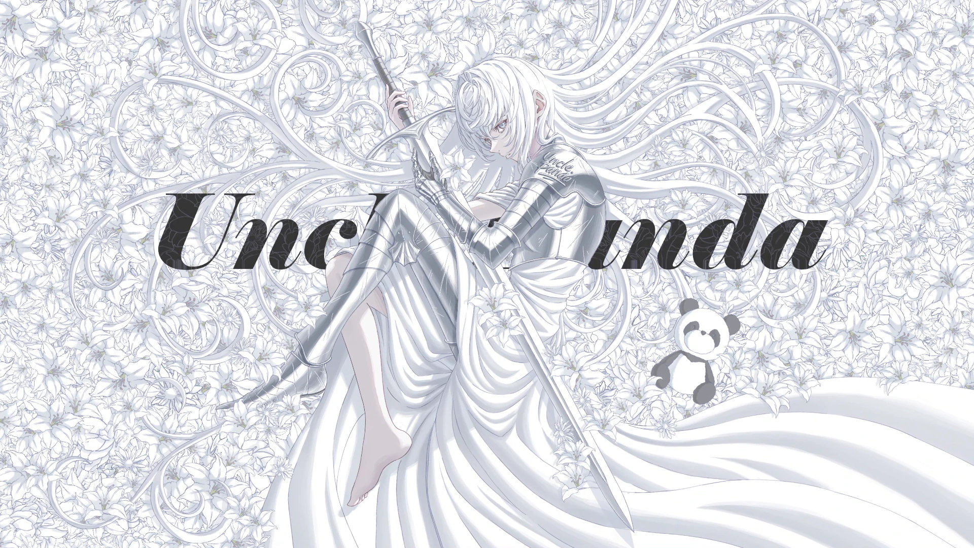 White-Haired Warrior Monochrome Collage