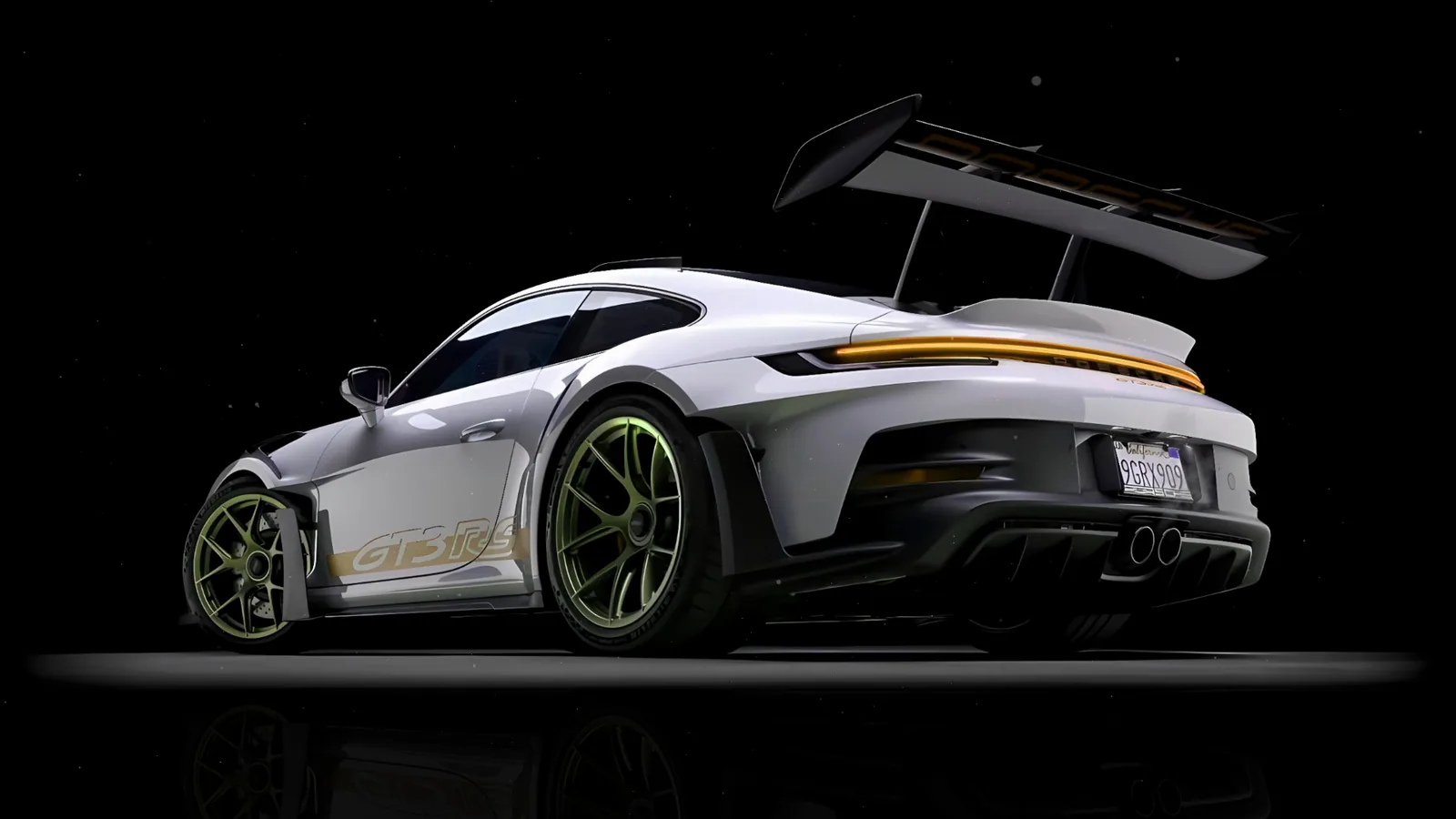 White Porsche GT3 RS on Black