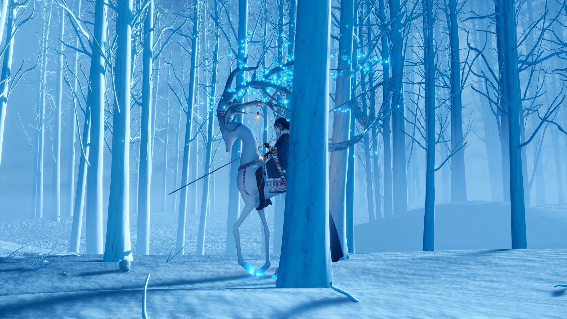Xingluo dans une forêt enneigée, par WLOP