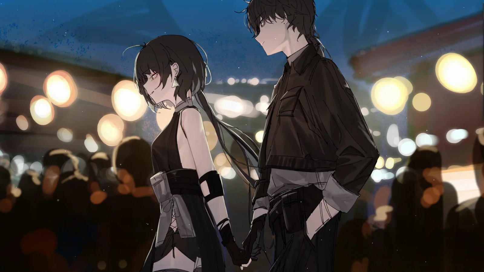 Wuthering Waves Couple on a Night Walk wallpaper preview