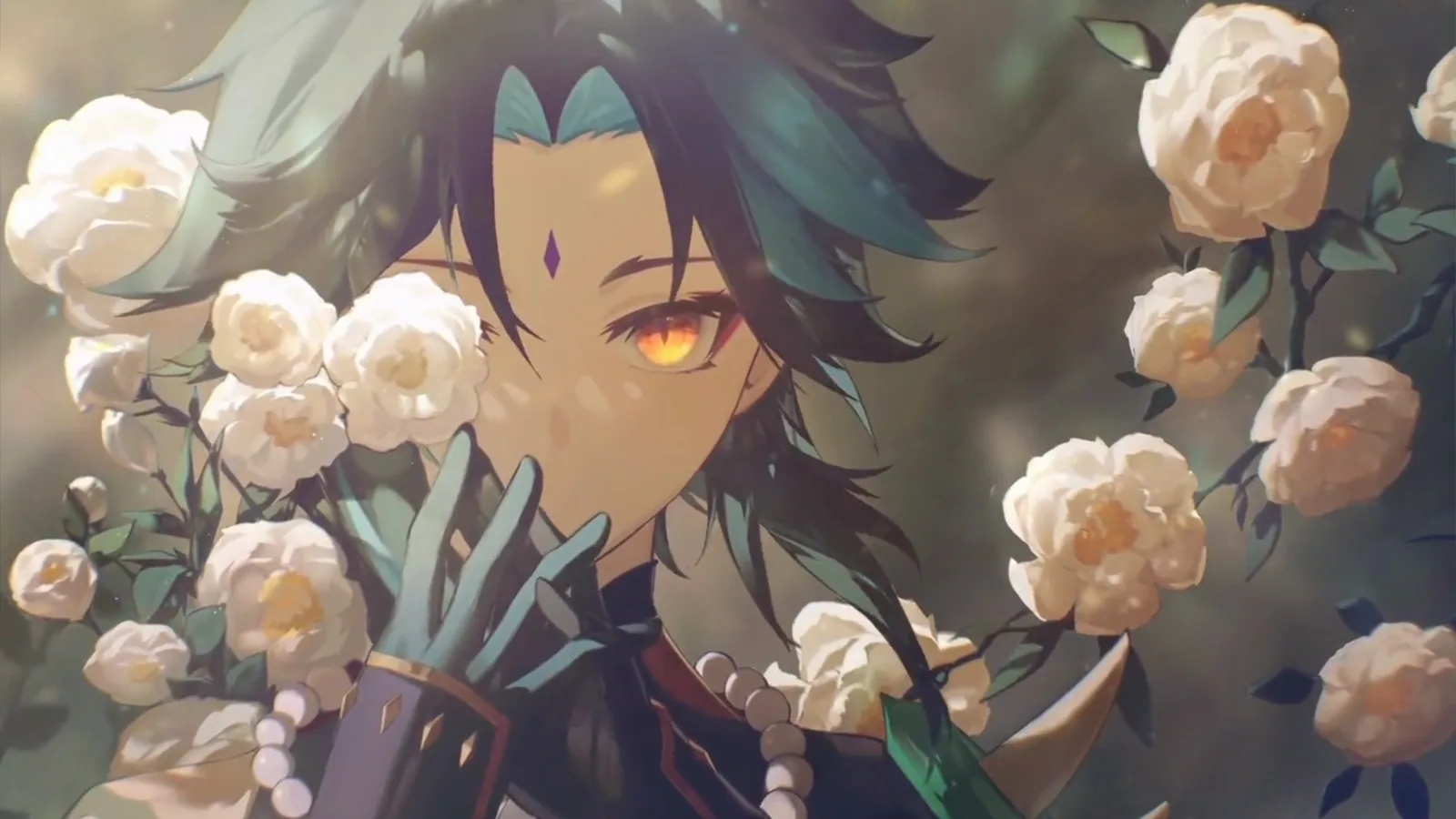 Xiao Among White Roses - Genshin Impact