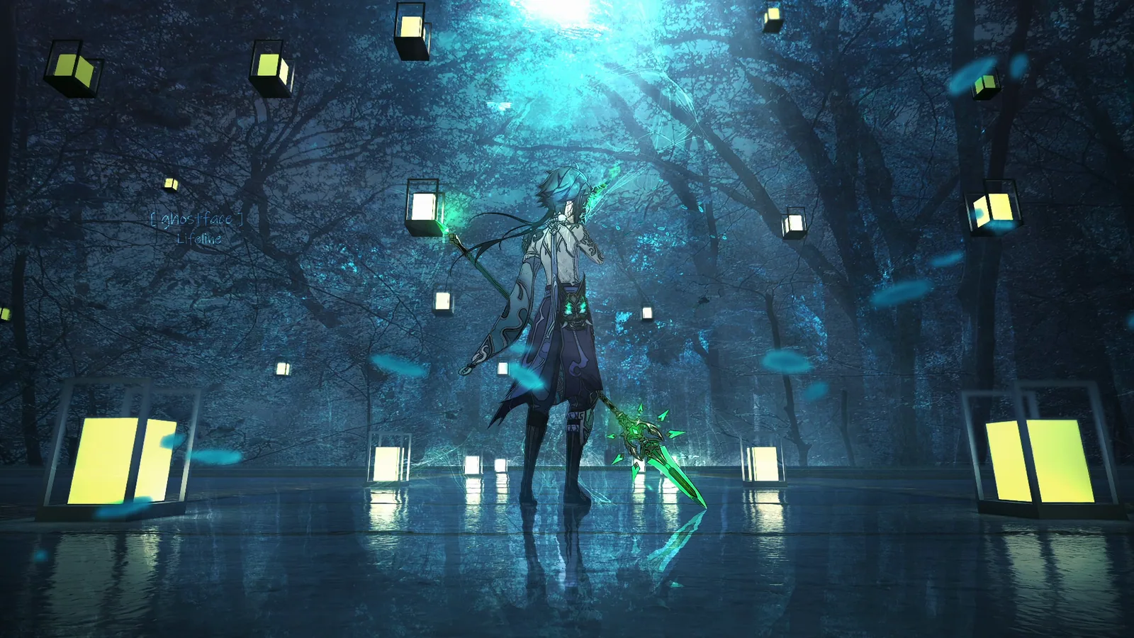 Xiao in a Dark Green Chamber - Genshin Impact