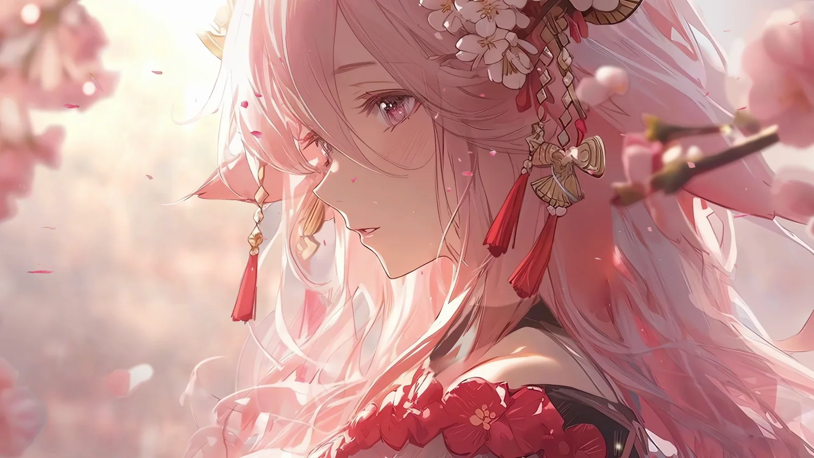 Yae Miko in a Soft Pink Portrait - Genshin Impact