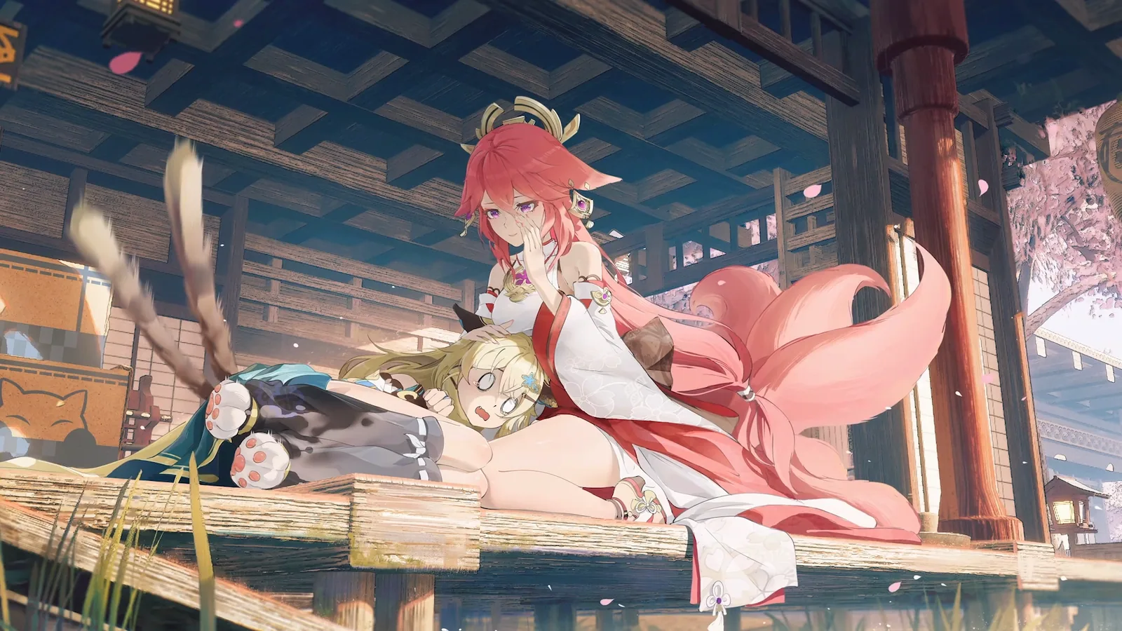 Yae Miko Resting at the Shrine - Genshin Impact