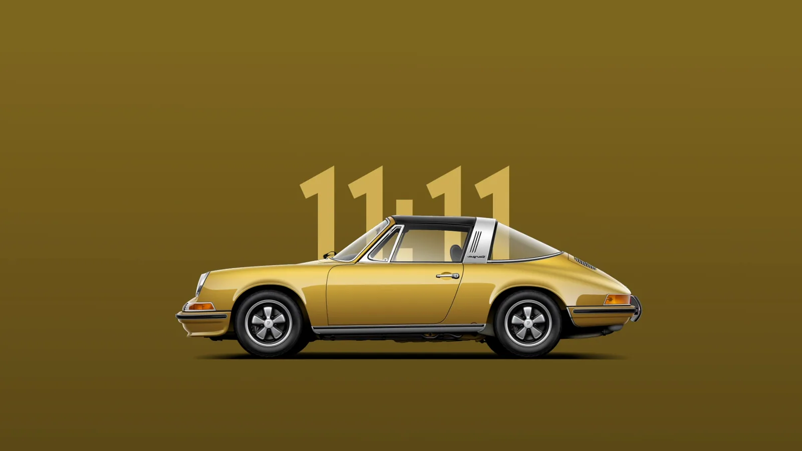 Yellow Porsche 911 Targa Clock